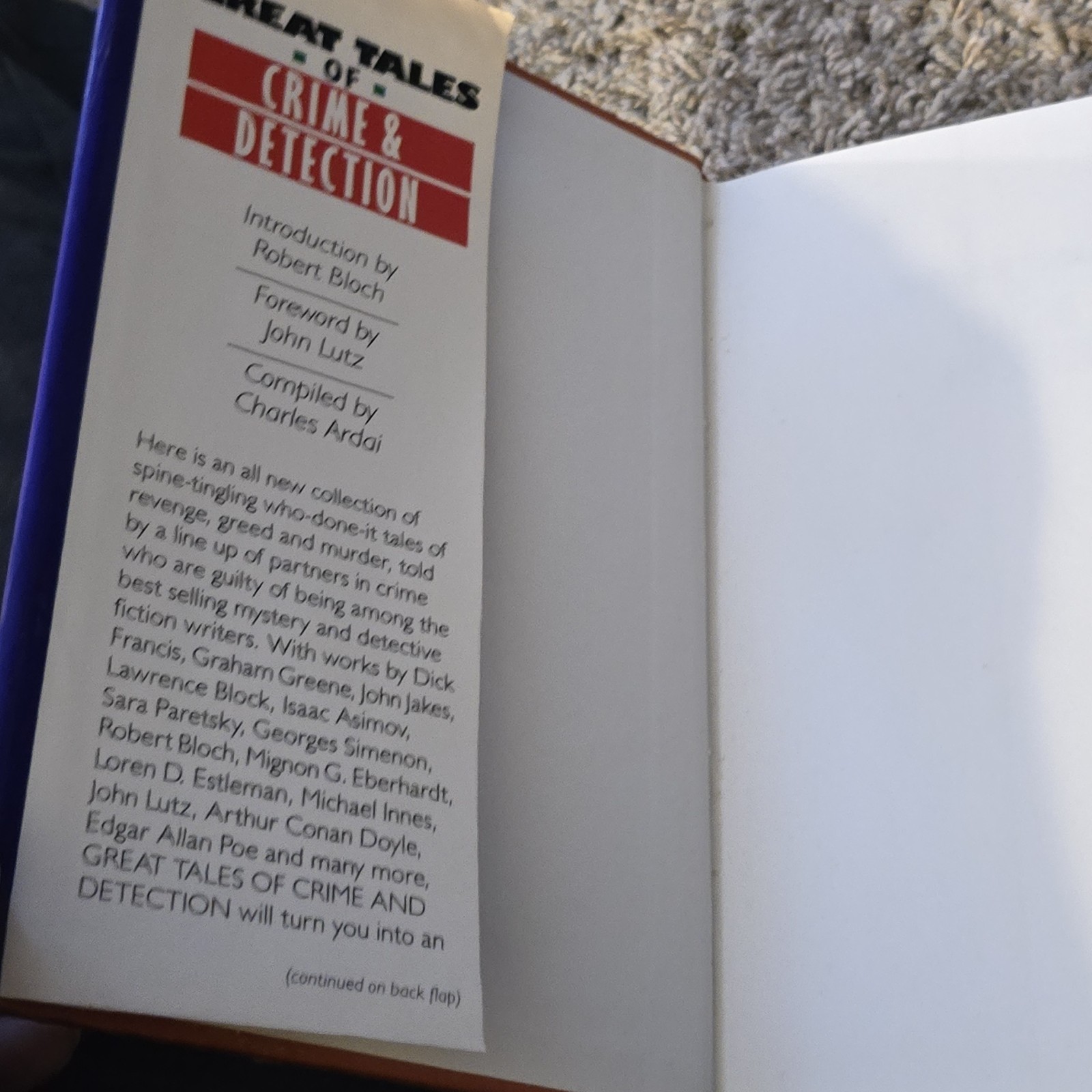 Vtg Great Tales Of Crime & Detection Ardai~Bloch~Lutz 1991 Galahad Books NY