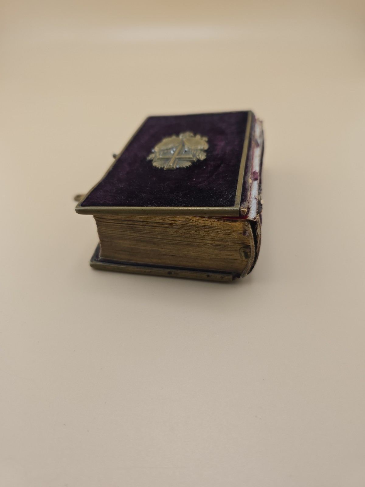 Antique 1860s Velvet German Prayer Book Brass