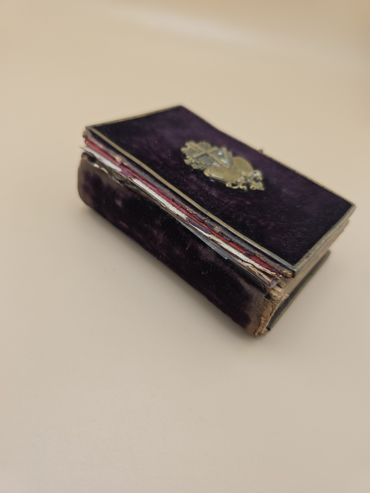 Antique 1860s Velvet German Prayer Book Brass