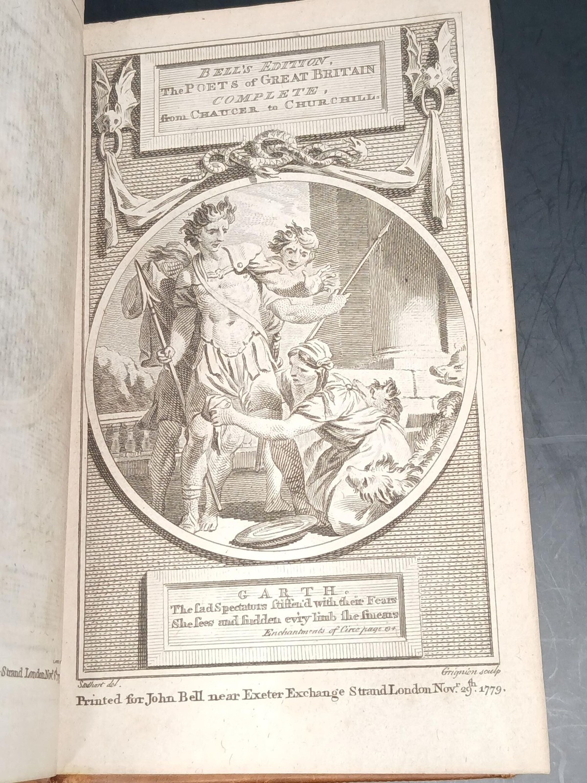 1779 Poetical Works Sir Samuel Garth Antique Leather Edinburgh 18th C English