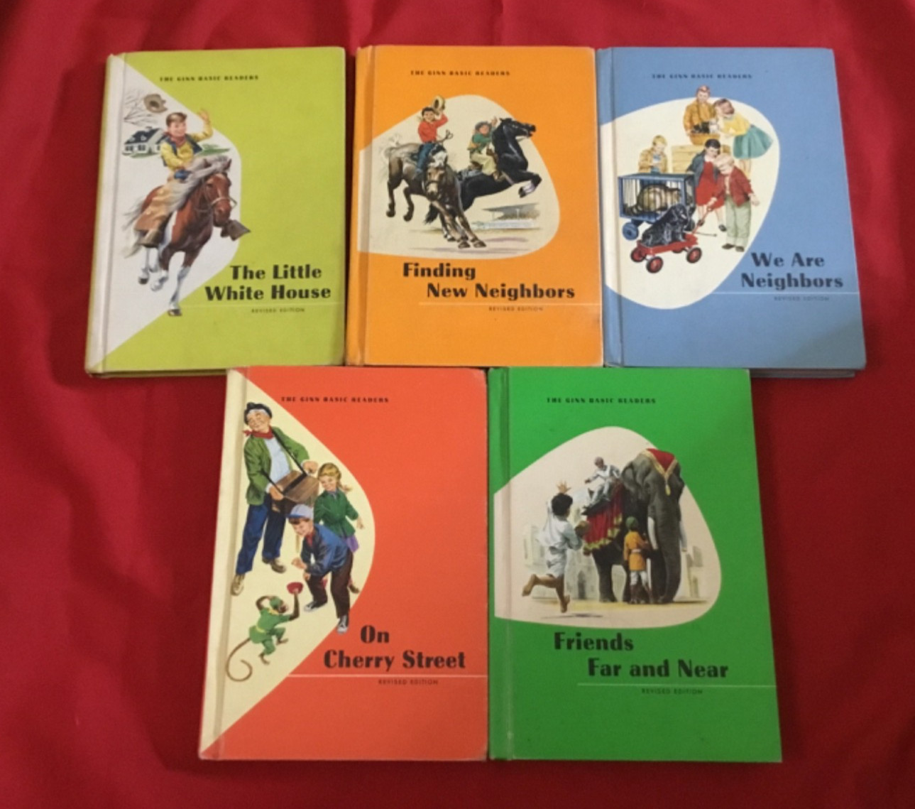 Lot of 5 Vintage 1957 Ginn Basic Readers Home School Books