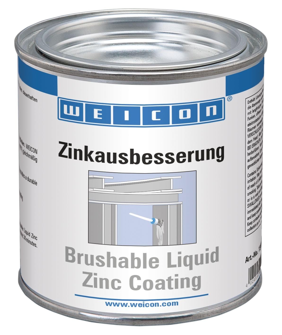 WEICON Brushable Zinc Coating 12.7 fl oz Rust Corrosion Protection Metal Paint