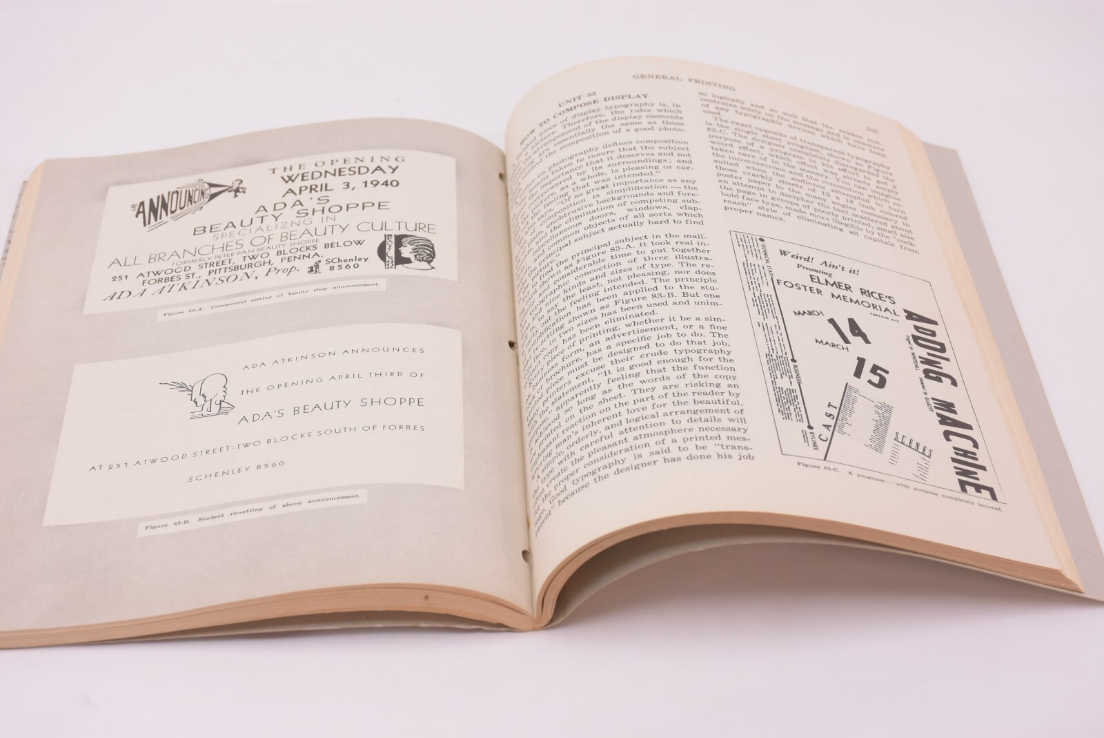 1941 General Printing Cleeton & Pitkin Early Printing Press and Graphic Arts
