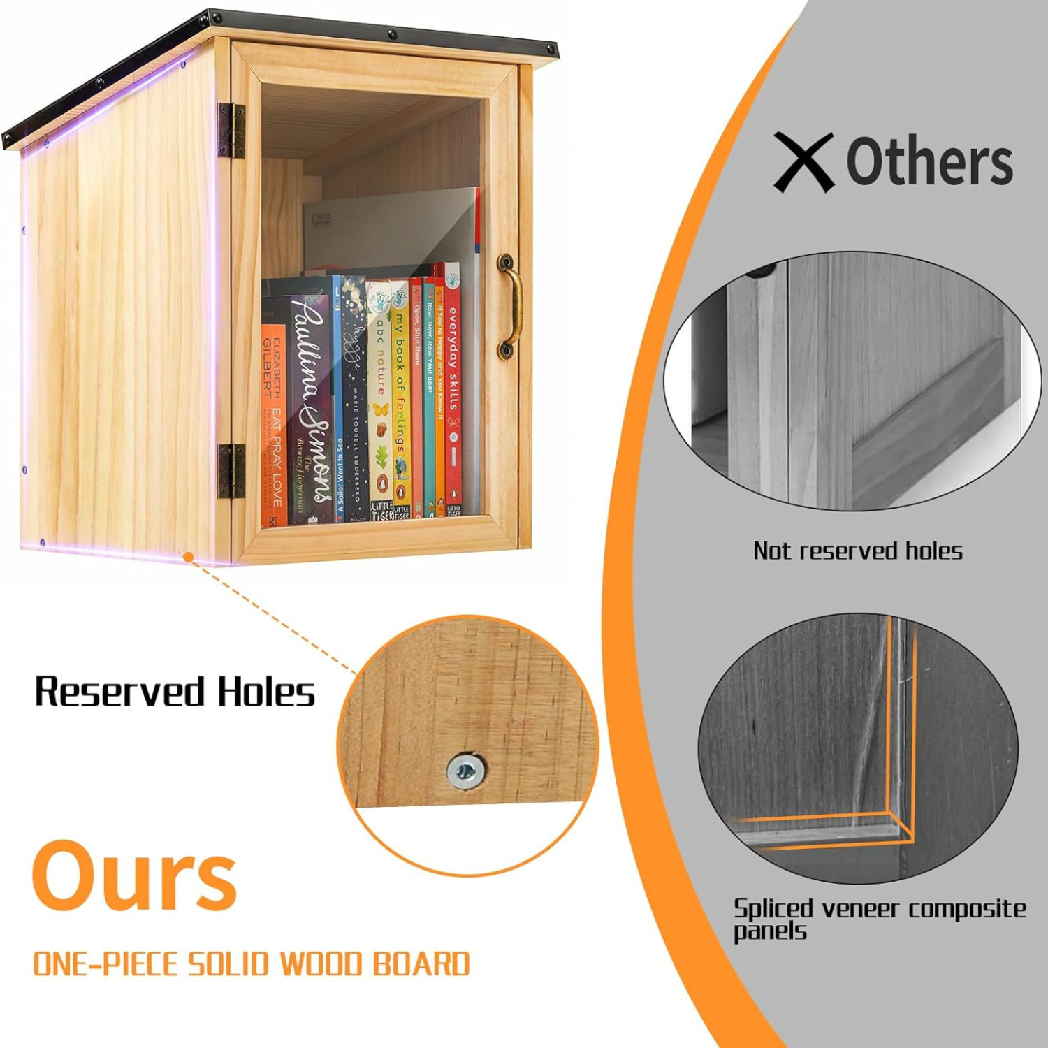 Free Library Little Library Box Outdoor Kit, Waterproof Wood for Sharing Books