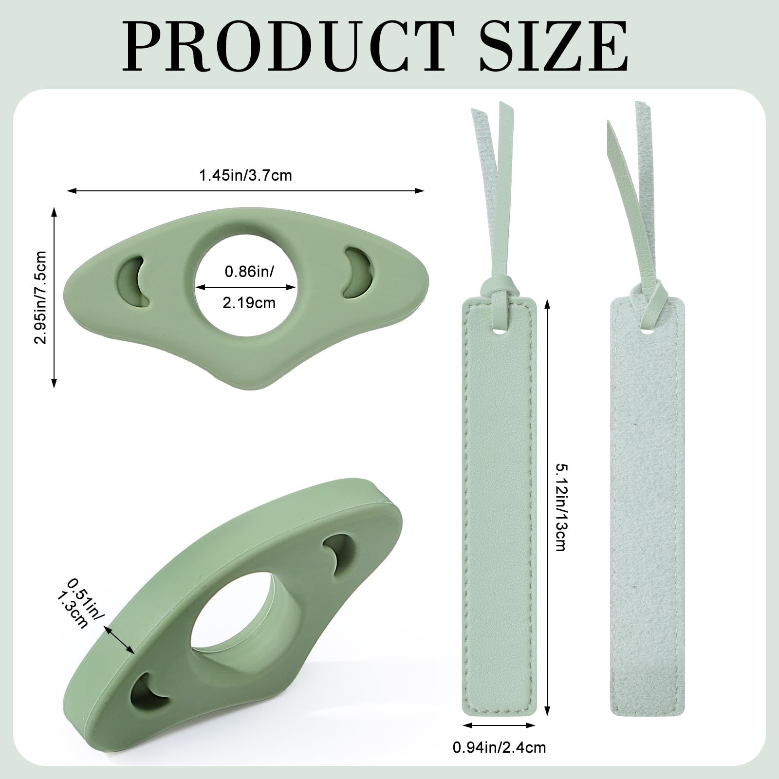 4Pcs Book Page Holder Set, 2Pcs Breathable 2.95 x 1.45 x 0.51in, Green+white