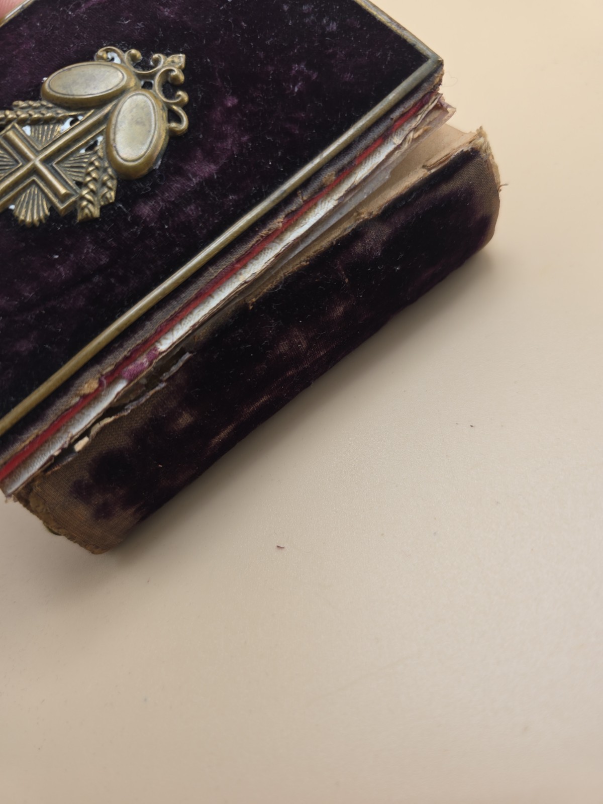 Antique 1860s Velvet German Prayer Book Brass