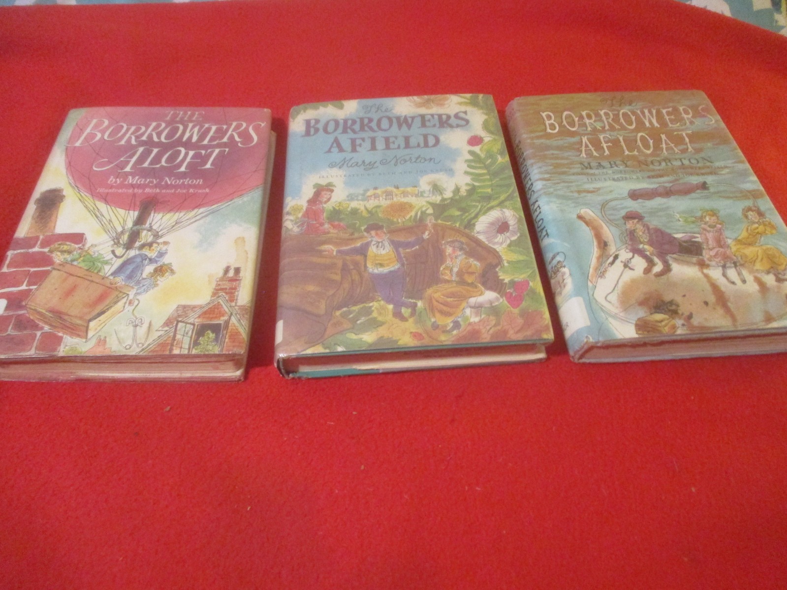 Lot of 3 Borrowers Series by Mary Norton Aloft/ Afloat/ Afield HC/DJ 1955-1961