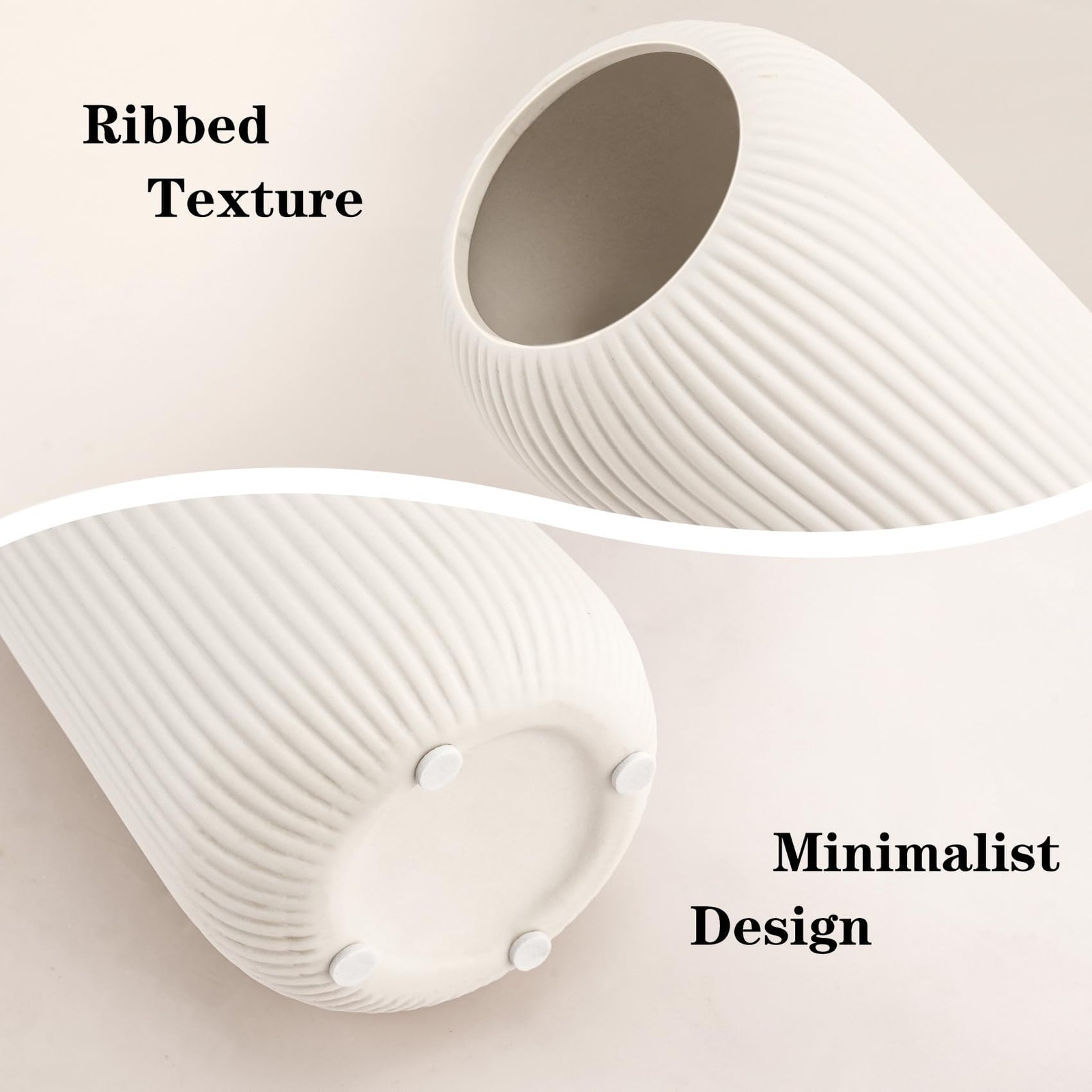 Ceramic Vase for Flowers – Modern Small 8 inches (H) x 3.5 (W), White