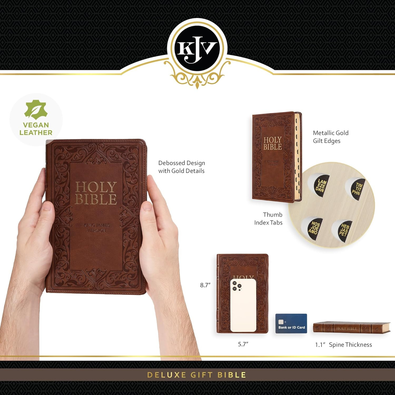 KJV Holy Bible, Standard Size Faux Leather Red Letter Edition Thumb Index & Ribb