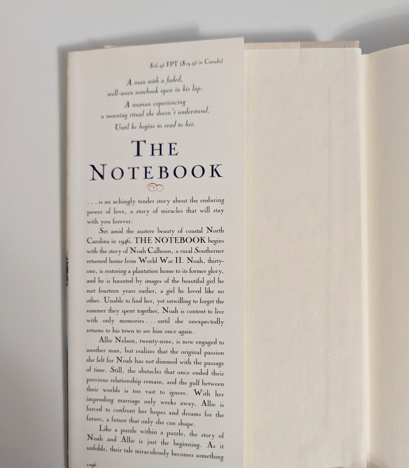 THE NOTEBOOK Nicholas Sparks 1st Ed/1st Pr HCDJ Signed/Inscribed Near Fine