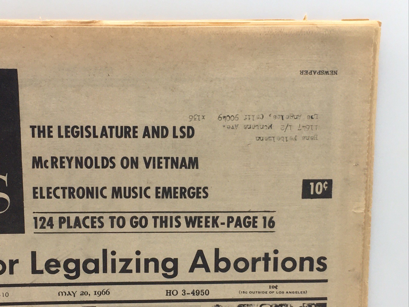 May 20, 1966 Los Angeles Free Press The Case For Legalizing Abortions, LSD