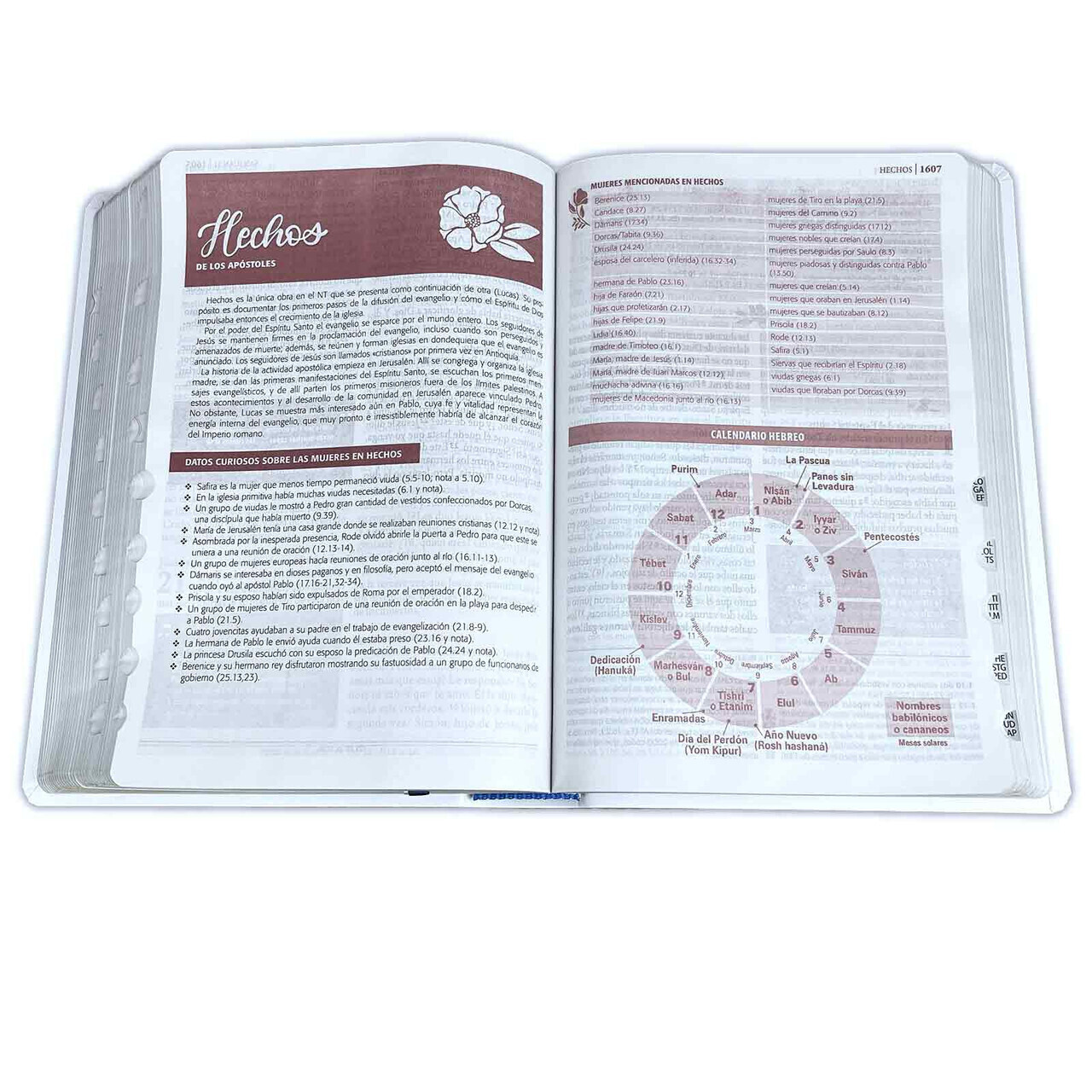 Biblia de Estudio Ser Mujer RV1960 blanco floral con indice – para mujeres