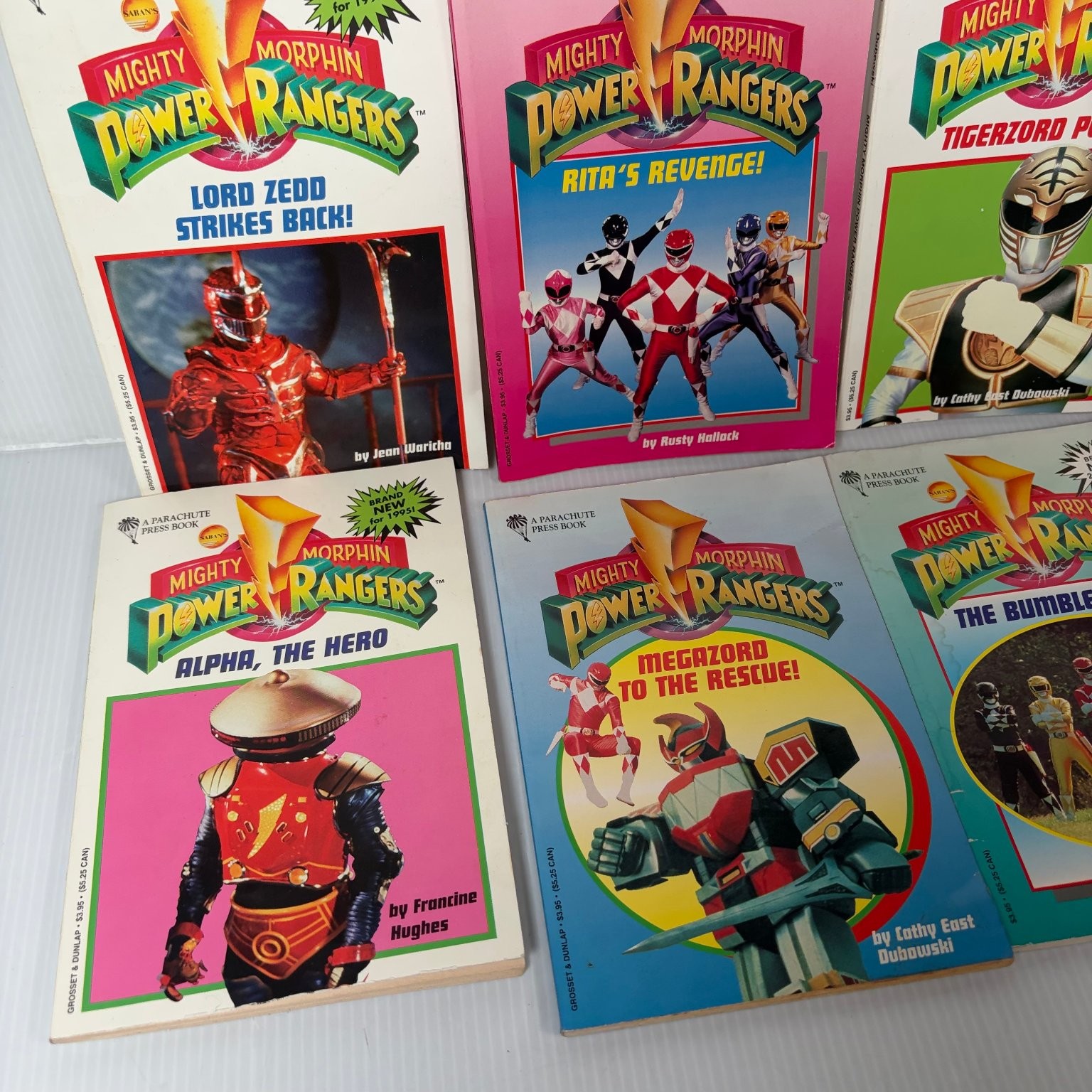 Mighty Morphin Power Rangers 6 Book Lot 1995 Grosset & Dunlap Vintage Kids