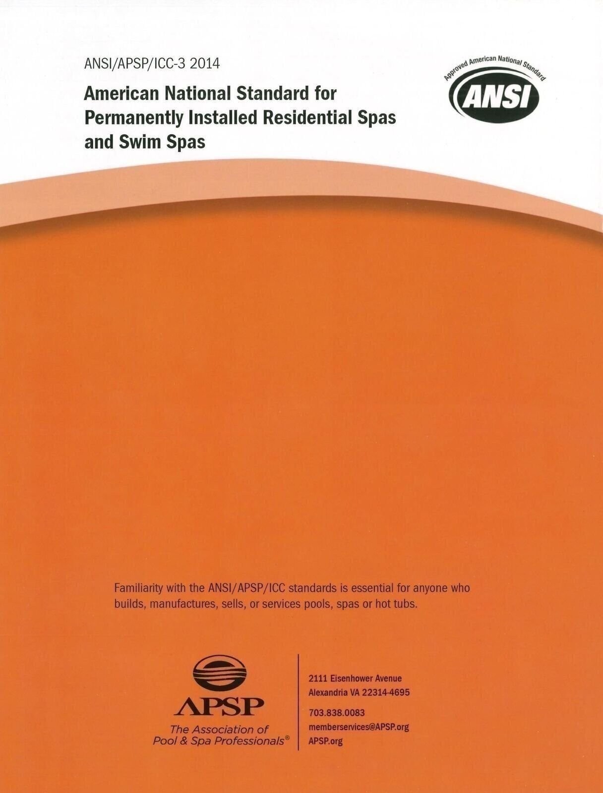 Highlighted and Tabbed – ANSI APSP ICC 3 2014 Residential Spas Standard