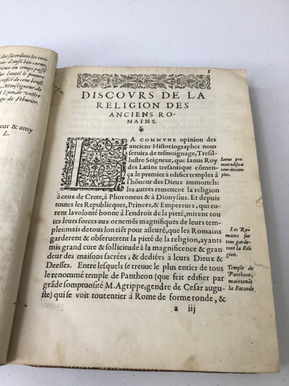 1567 Discours De La Religion Des Anciens Romains, RARE Illustrated Leather Latin