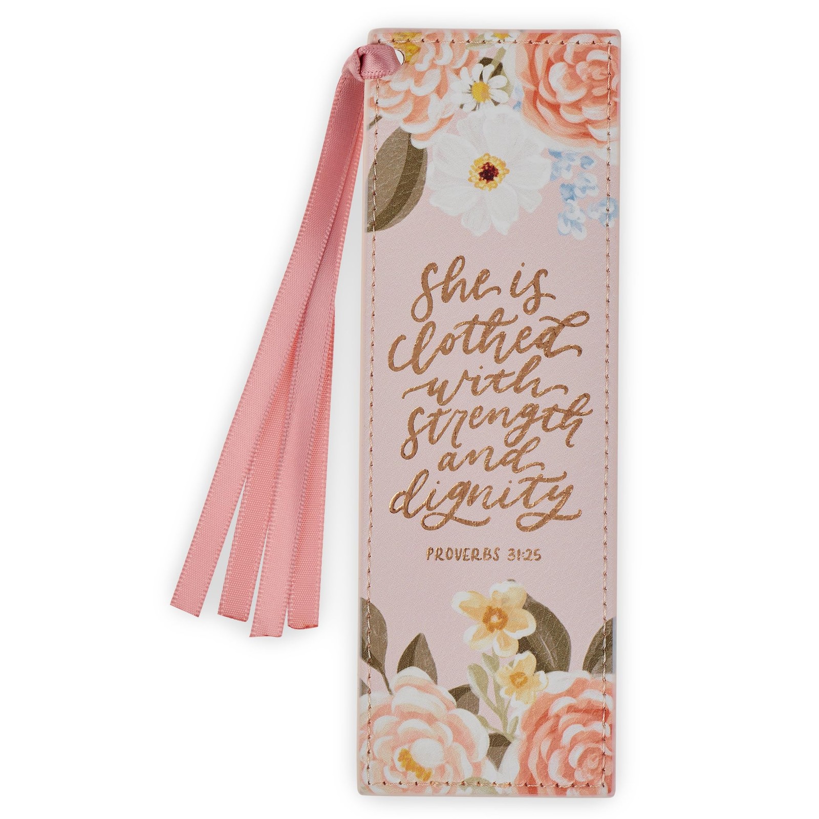 Mothers Day Gift Vegan Leather Pink Floral Journal Strength and Dignity Book