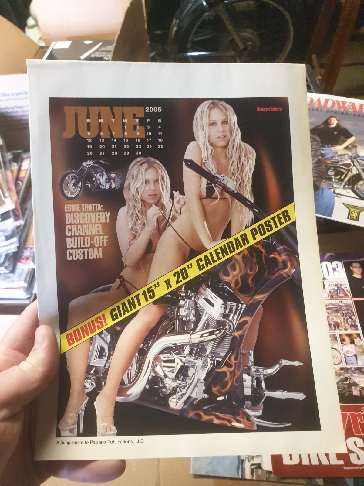 Lot 14: Vintage Biker In The Wind Custom Chopper Easyriders Magazines +Calendars