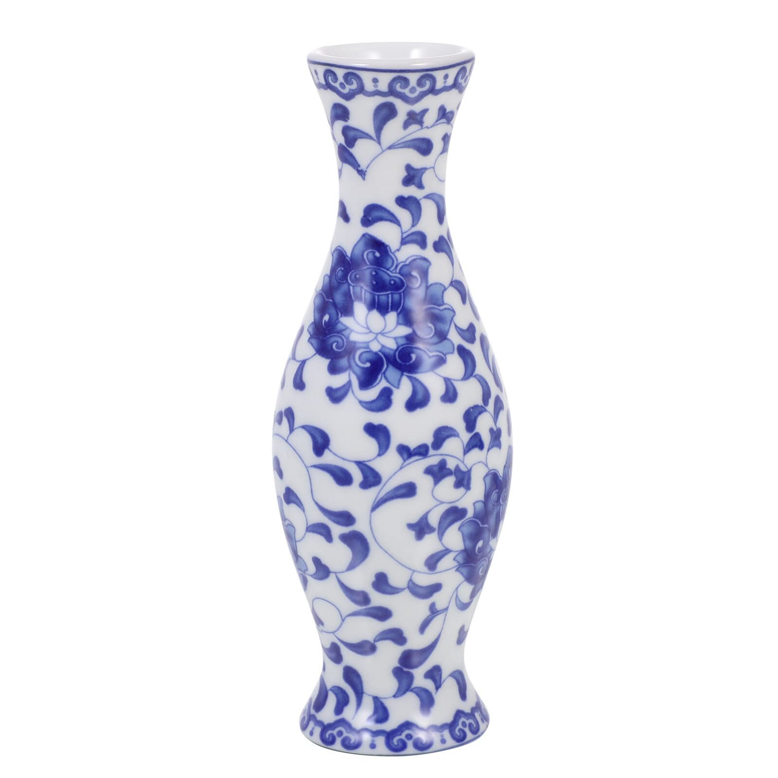HOMSFOU Blue and White Porcelain Vase Hand-Painted Chinoiserie 13.5X5CM,