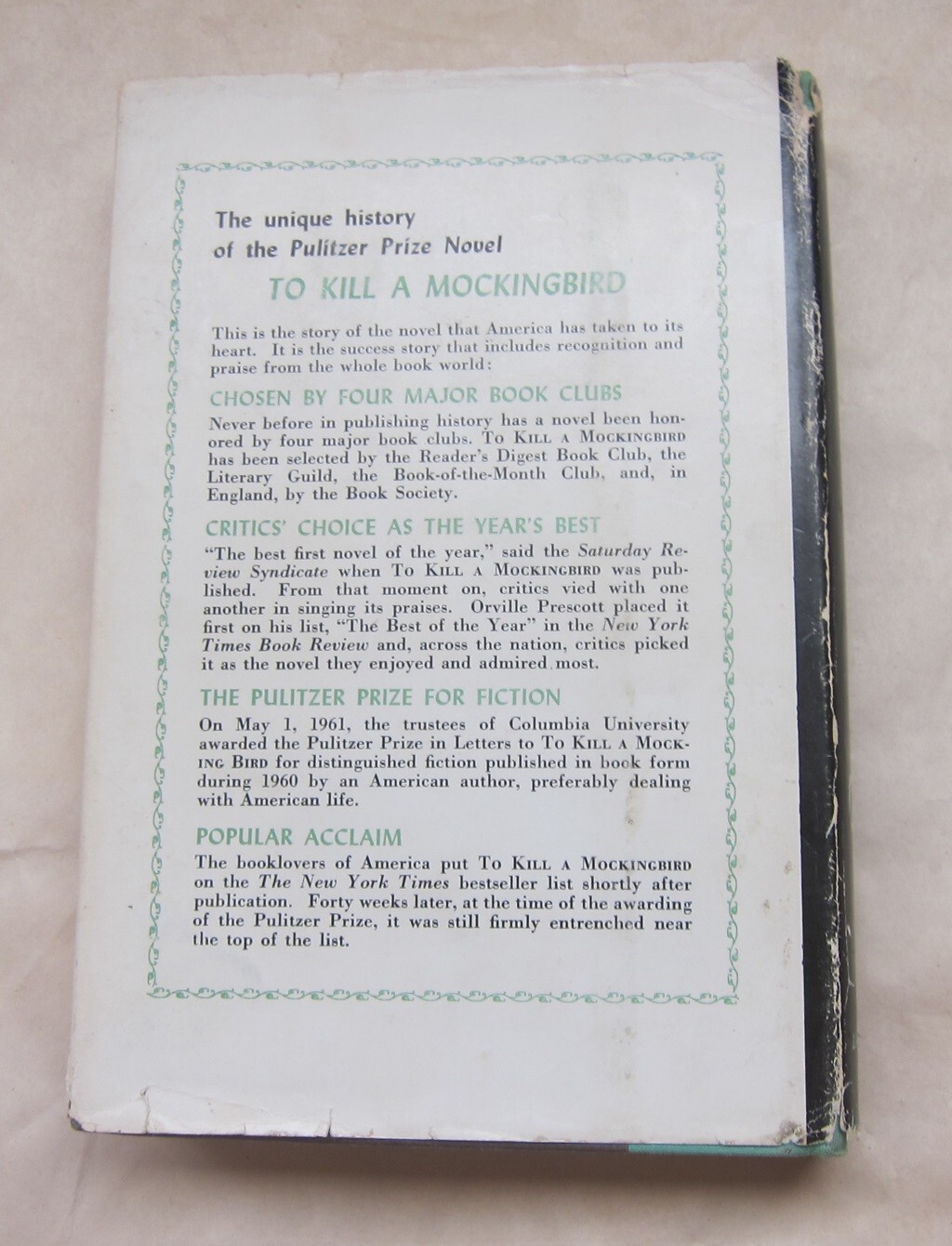 To Kill A Mockingbird by Harper Lee, First Edition 15th Impression printing