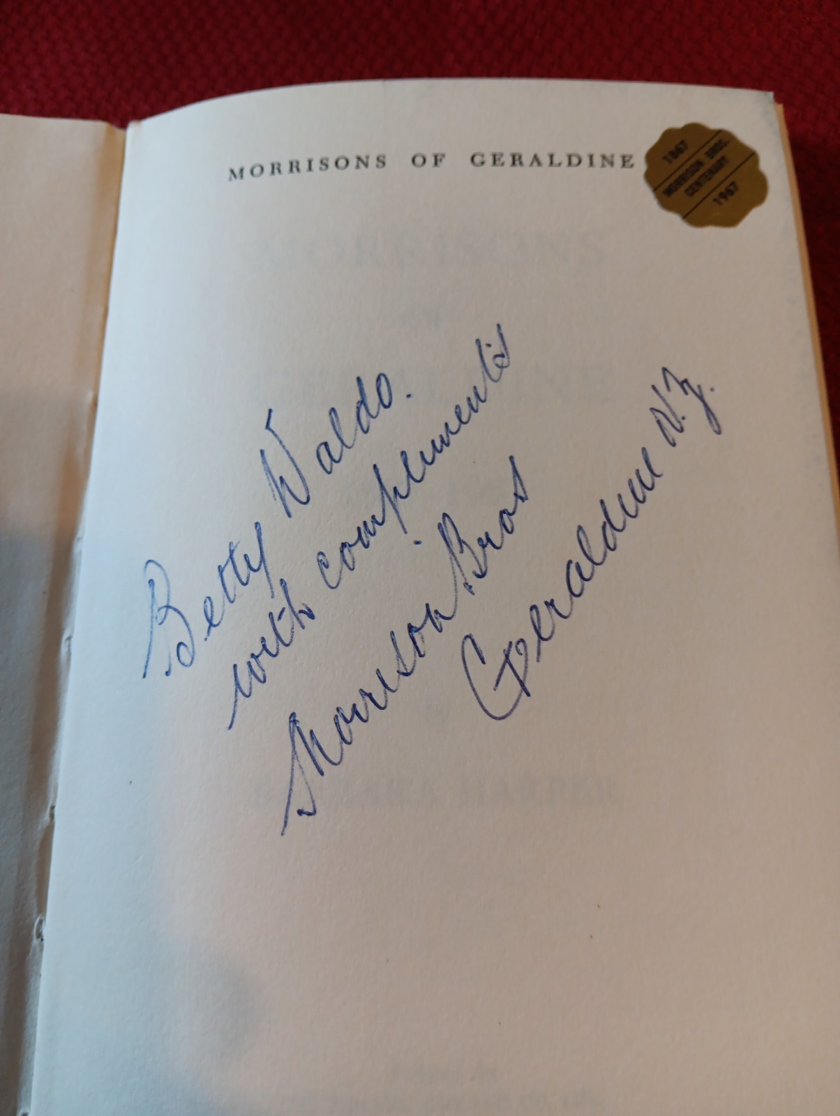 Morrisons Store.Geraldine, New Zealand.100th Anniversary Book.1867-1967.Harper.B