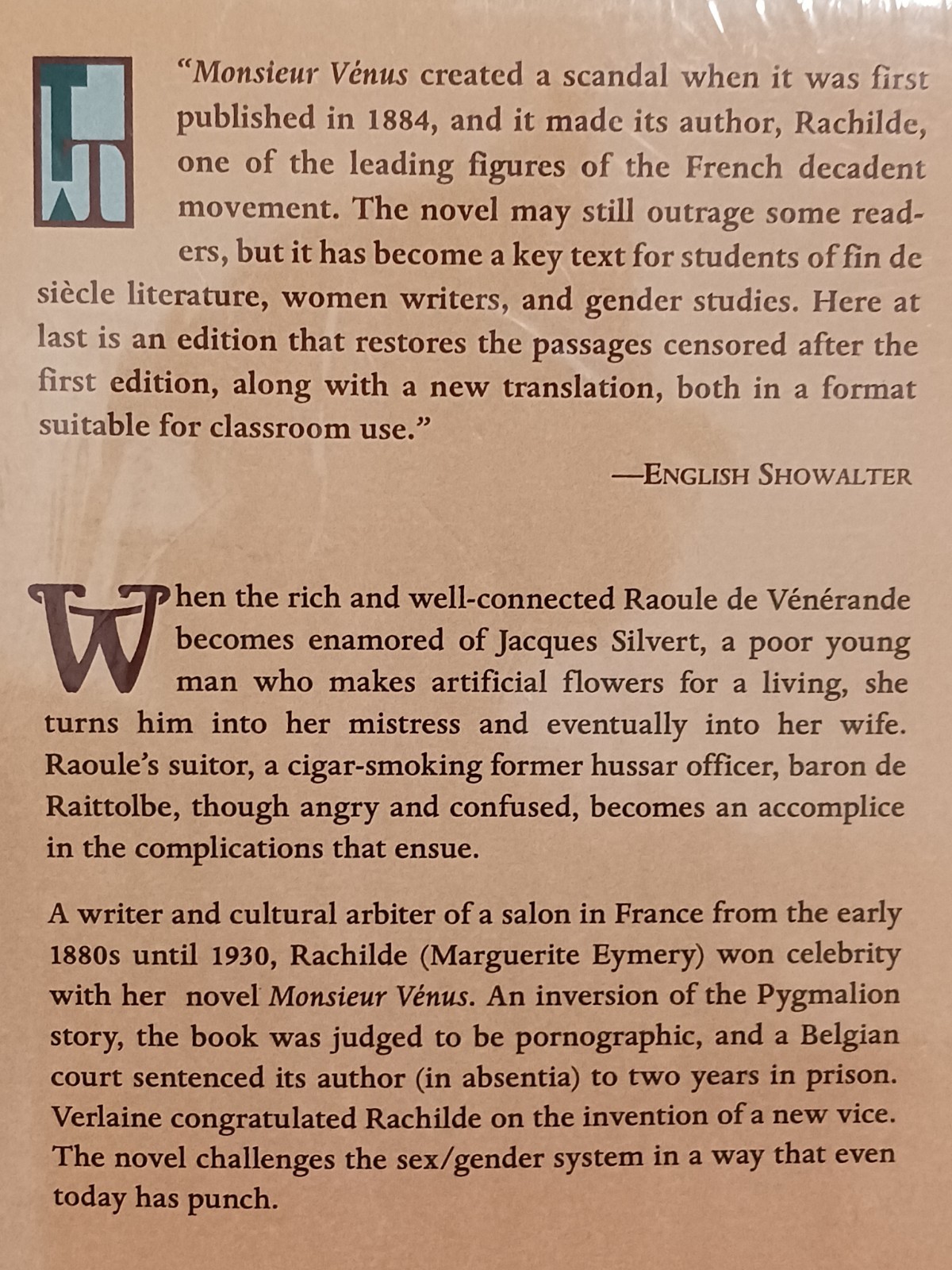 Monsieur Vénus: A Materialist Novel (MLA Texts and Translations), Rachilde, VG