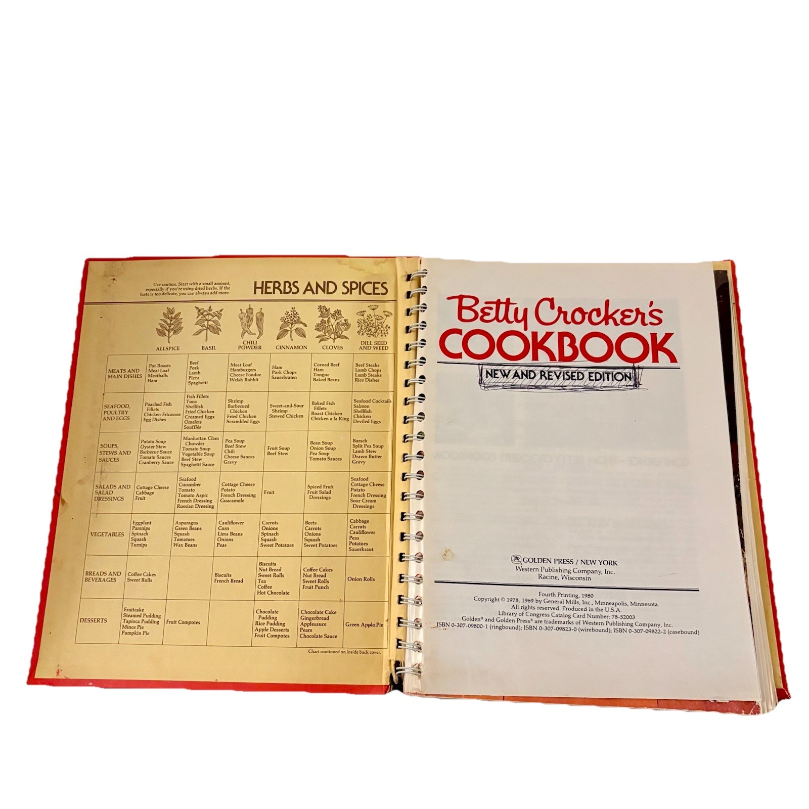 Betty Crocker Cookbook New and Revised Edition Spiral Bound Golden Press