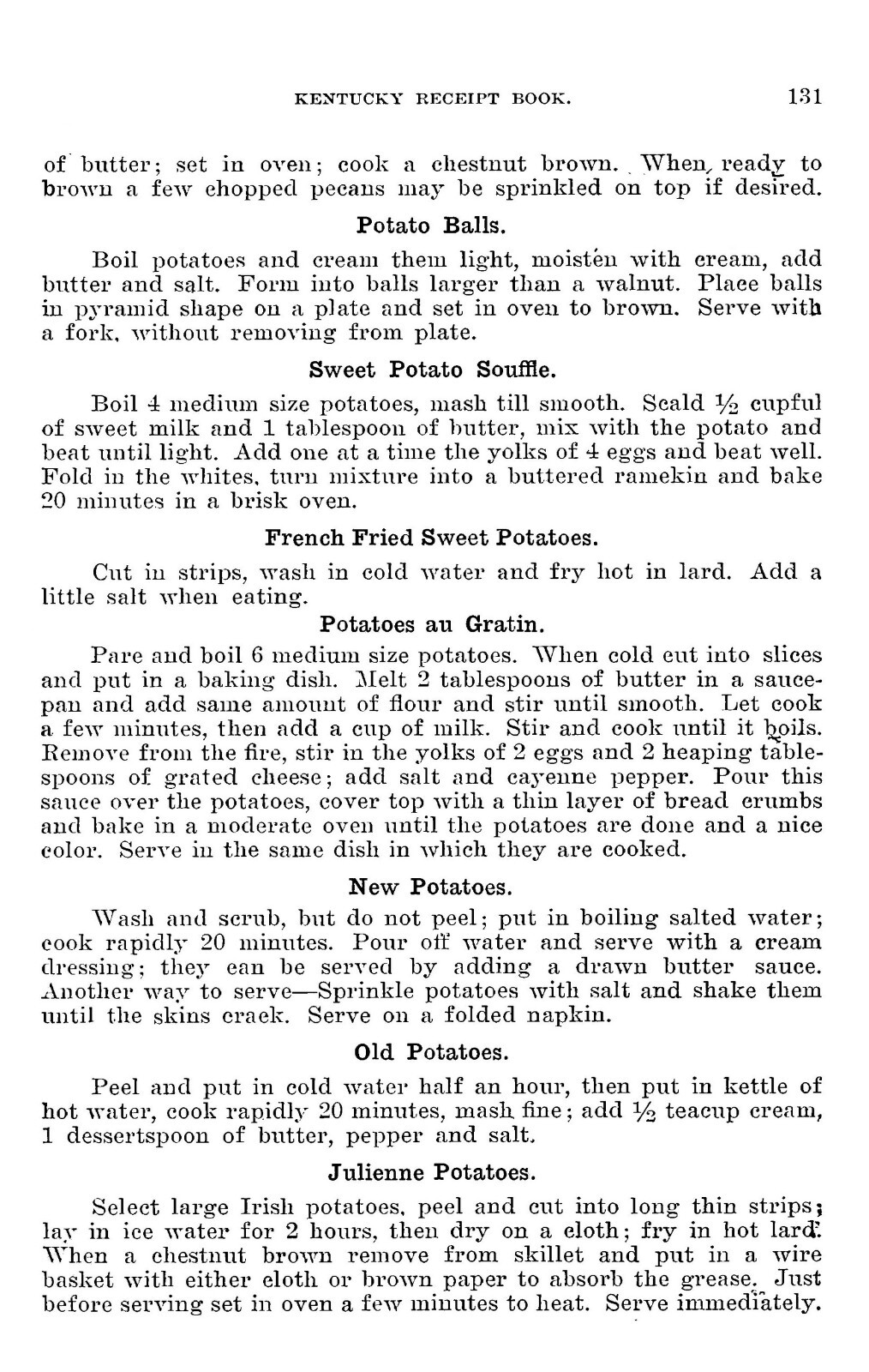 1903 Kentucky Receipt Cook Book 364 Pages