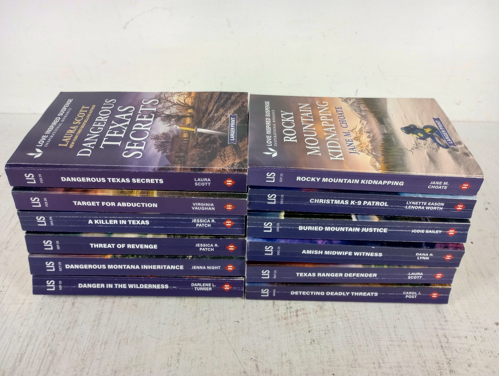 Love Inspired Supsense Romance Novel Set (Paperback x12 Lot) Large Print