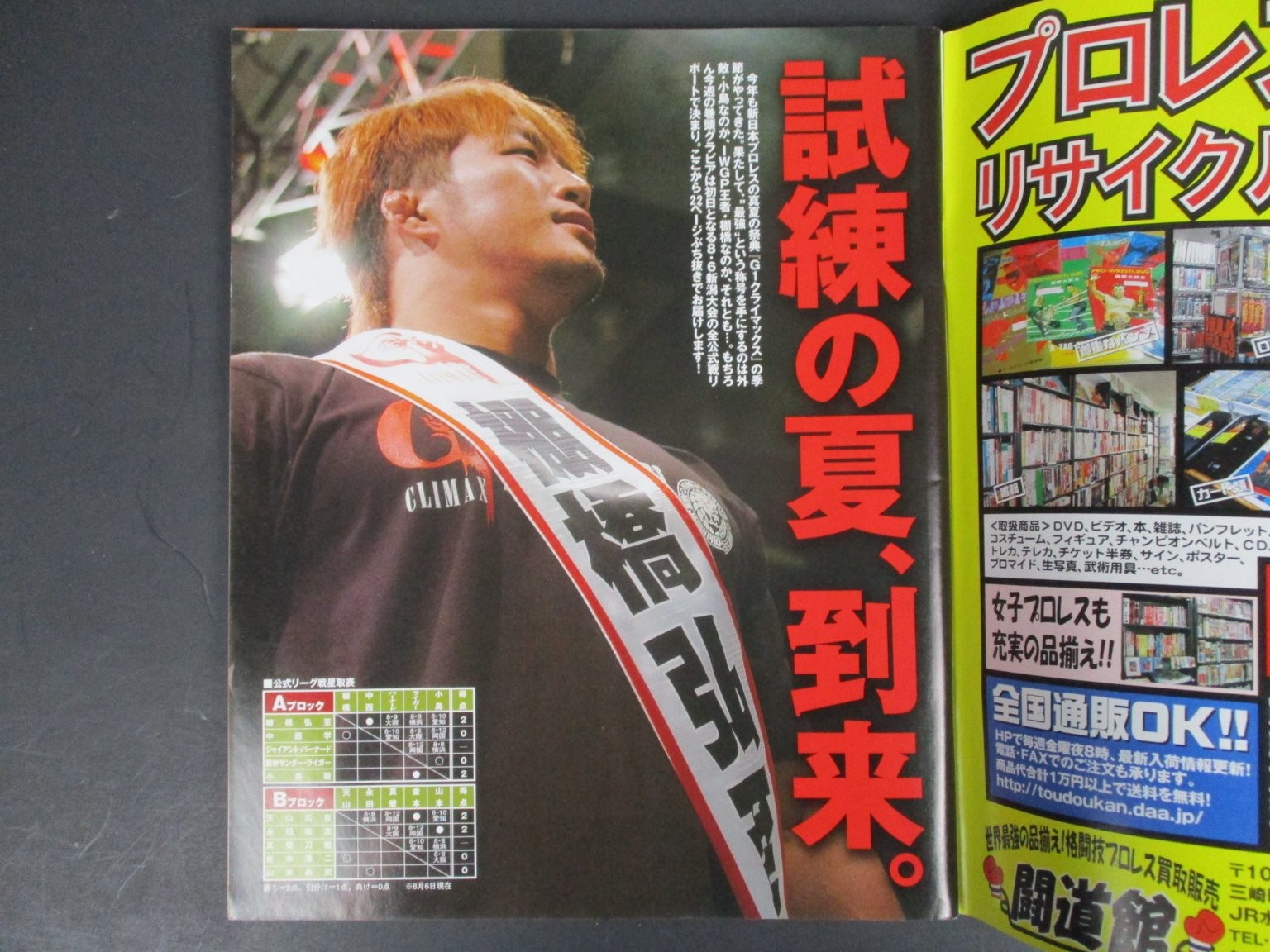 Weekly Gong Japanese Pro Wrestling Magazine 08/23/2006 Issue 1138 G1 Climax MMA
