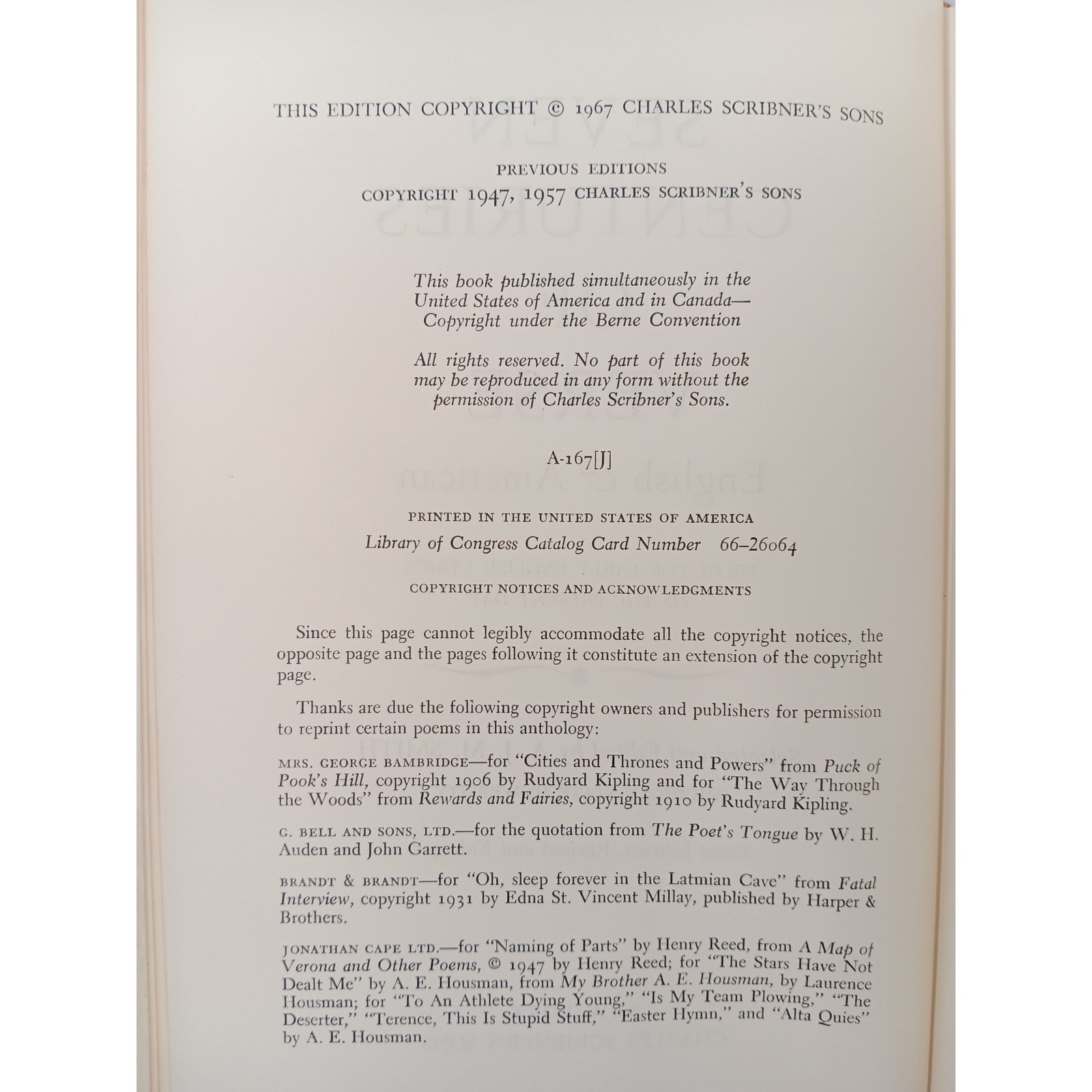 Seven Centuries of Verse English American A.J.M. Smith Poetry Book