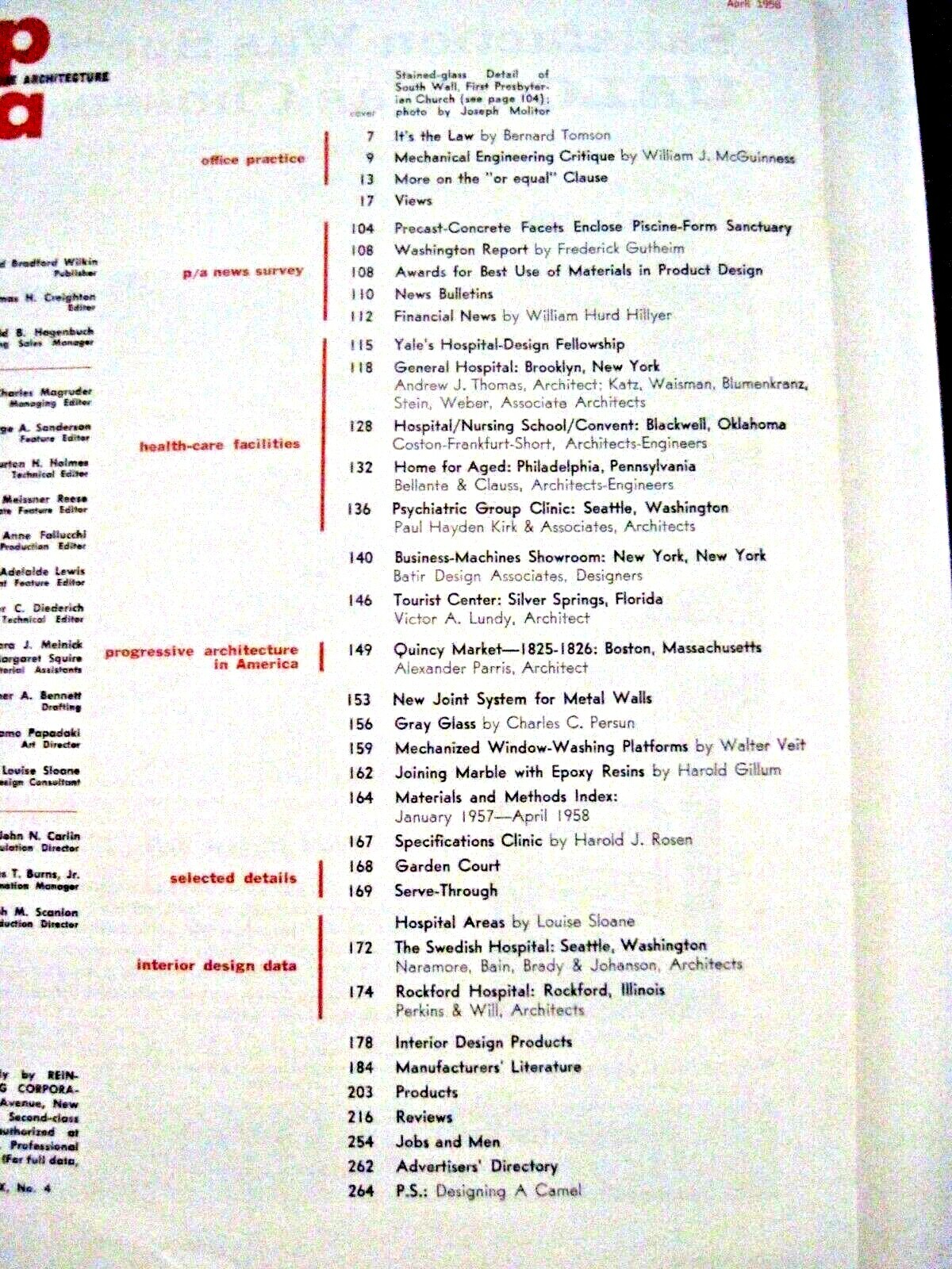 April 1958 Magazine “Progressive Architecture” w/ 264 Pages of Building Designs*