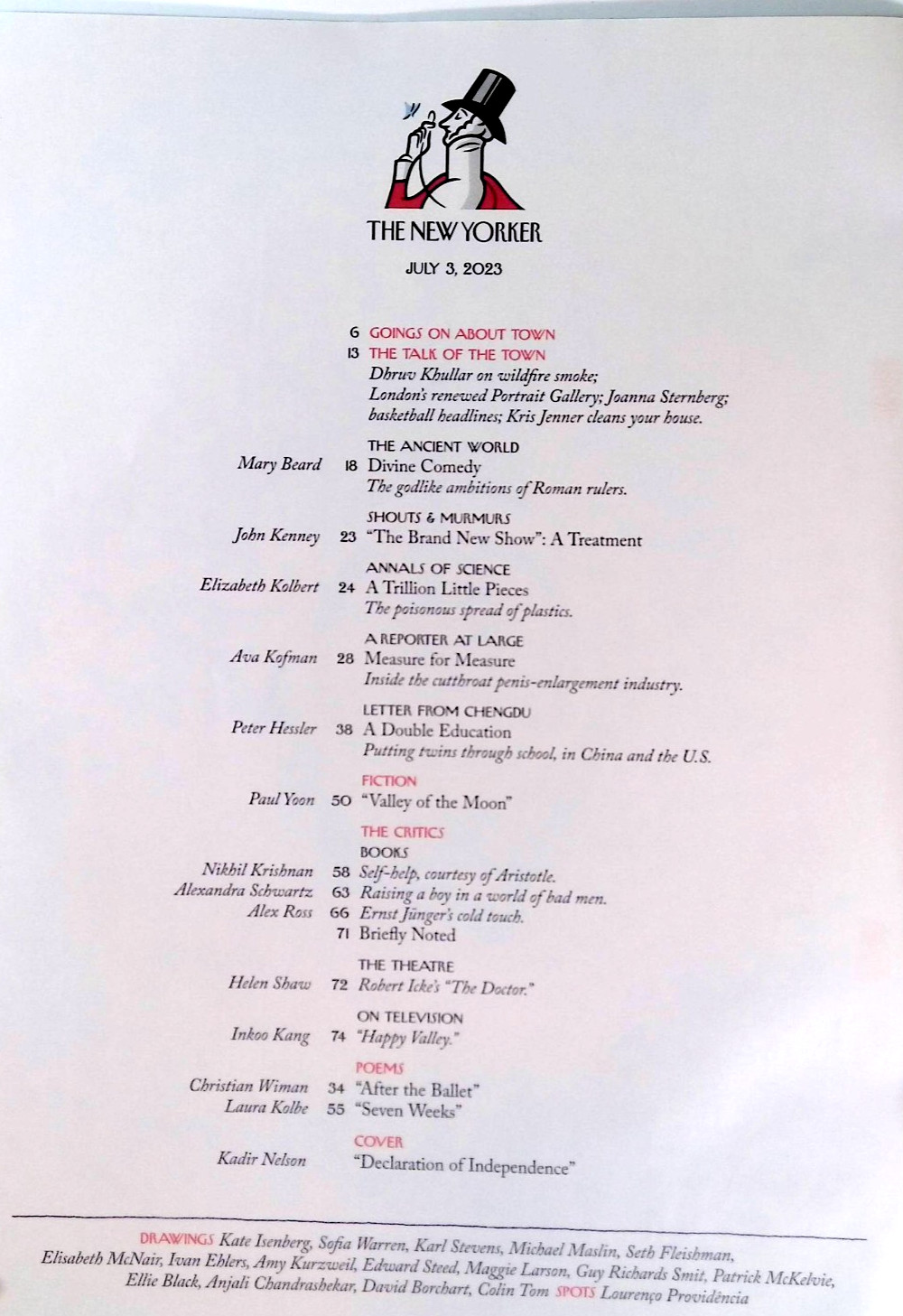 The New Yorker Magazine JUL 3 2023 K Nelson Cover “Declaration of Independence”