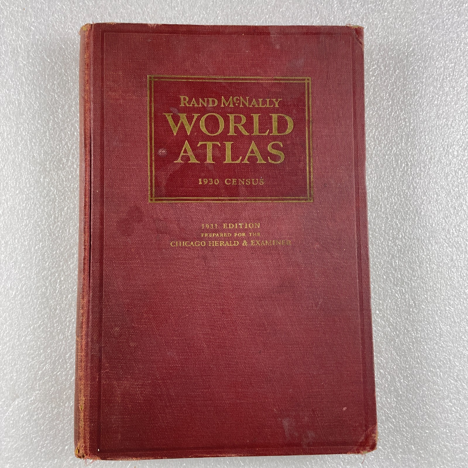 Rand McNally World Atlas 1931 Edition 1930 Census Chicago Herald Examiner Maps