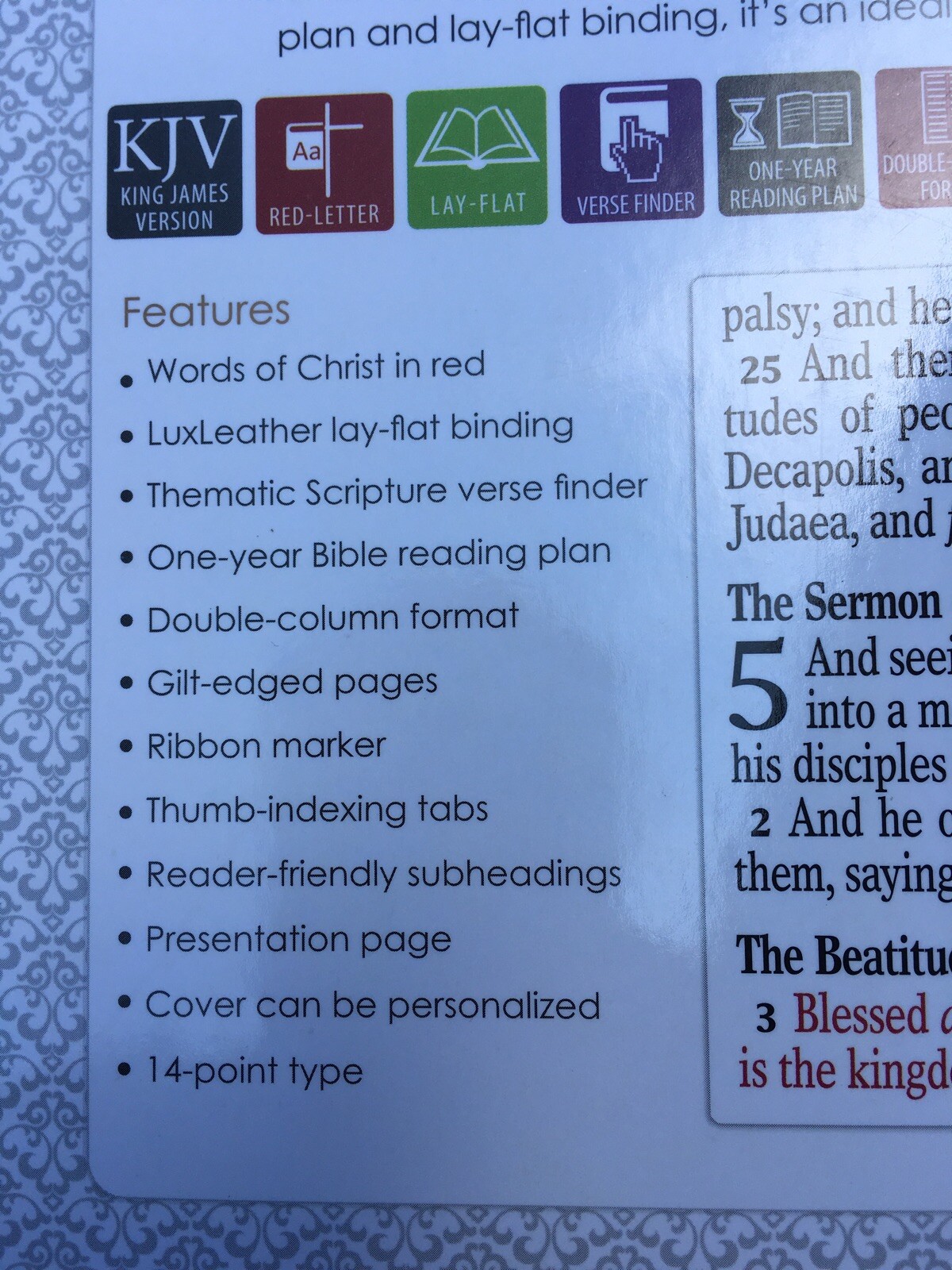 KJV Giant/Large Print Bible Red Letter ~ Beautiful ribbed cover ~thumb-indexed