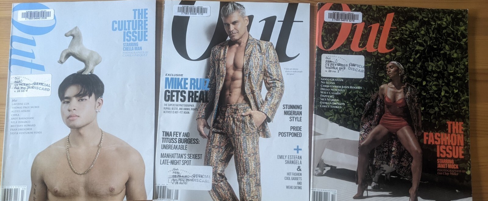 Three 2019-2020 Out Magazines Tina Fey Mike Ruiz Chella Man Janet Mock