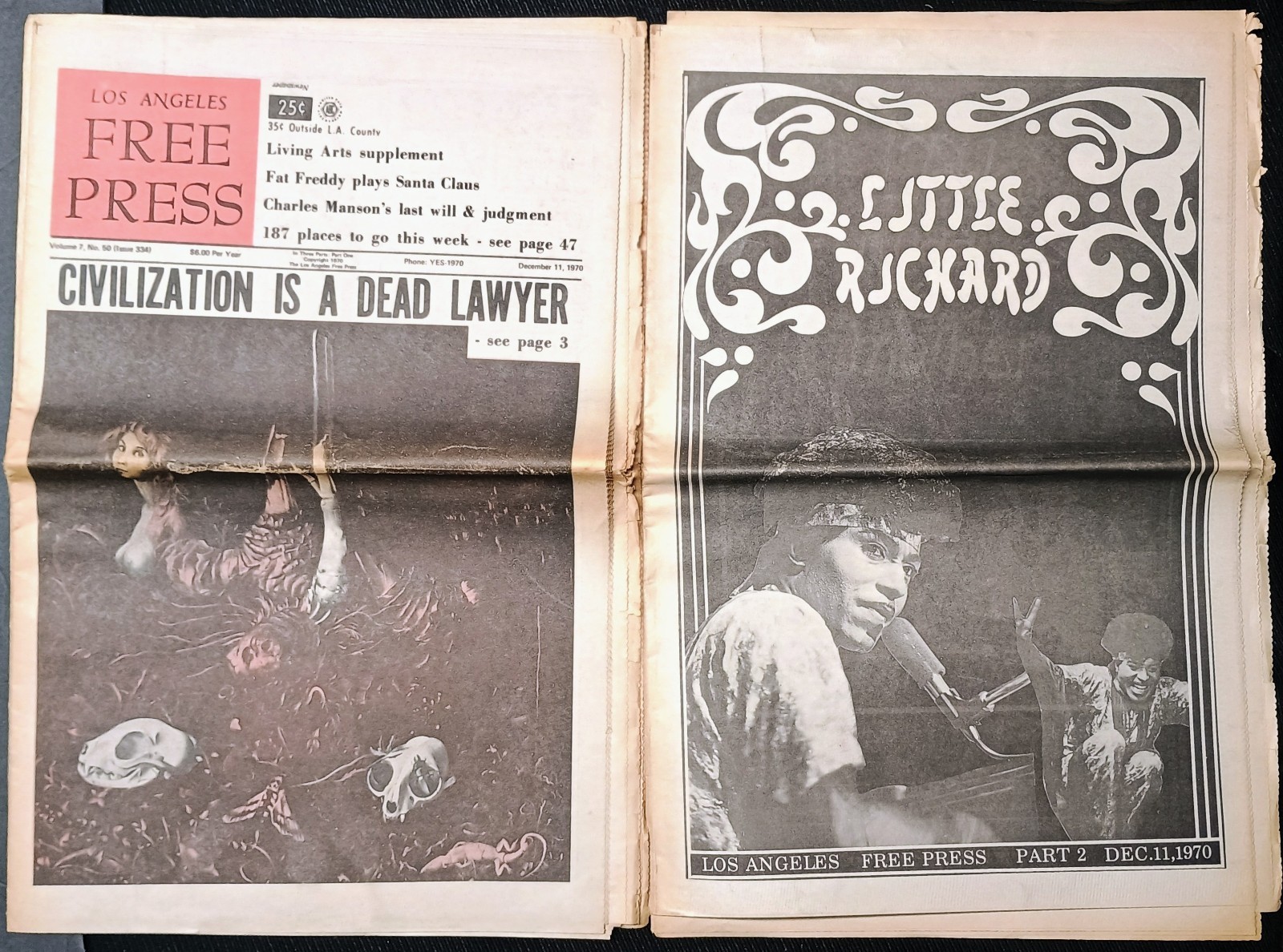 1970 newspaper LOS ANGELES FREE PRESS Freak Bros CHARLES MANSON Harlan Ellison