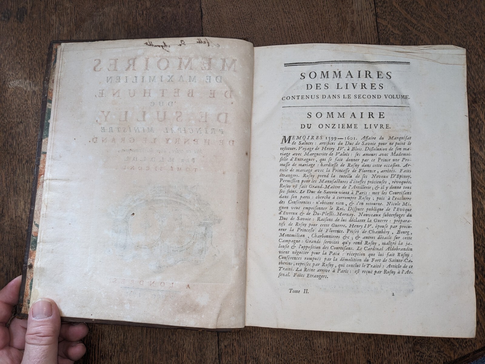 antique book-Mémoires de Maximilien de Béthune, Duc De Sully T 2 – 1747- in 4