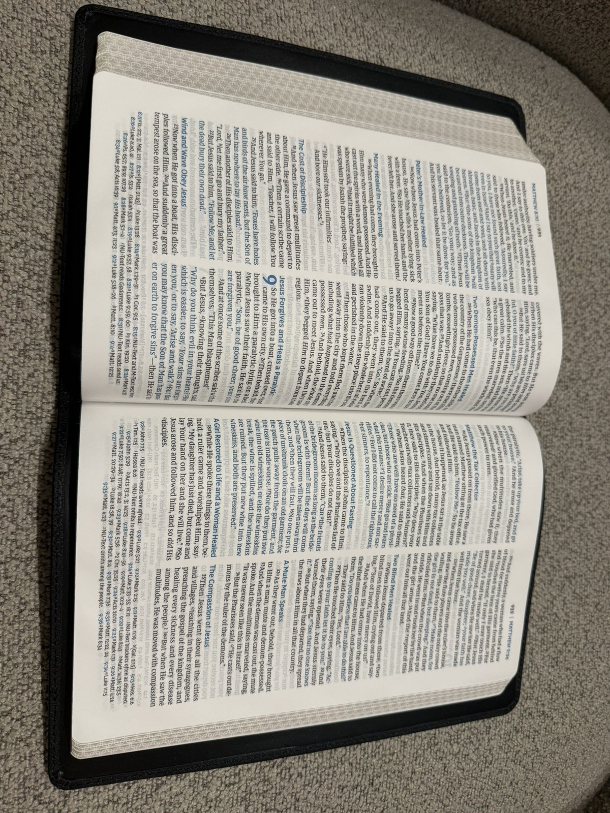 NKJV Large Print Thinline Reference Bible, Blue Letter, Maclaren Genuine Leather