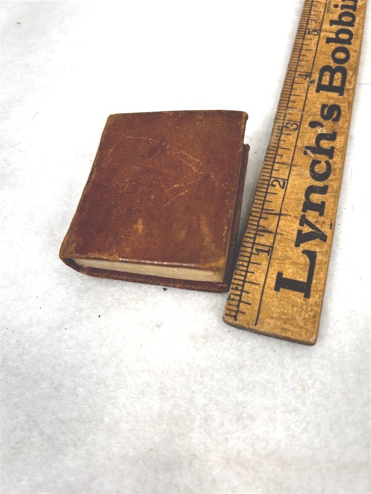 antique 1851 miniature book leather 2 x 2 History of the Bible 23 illustrations