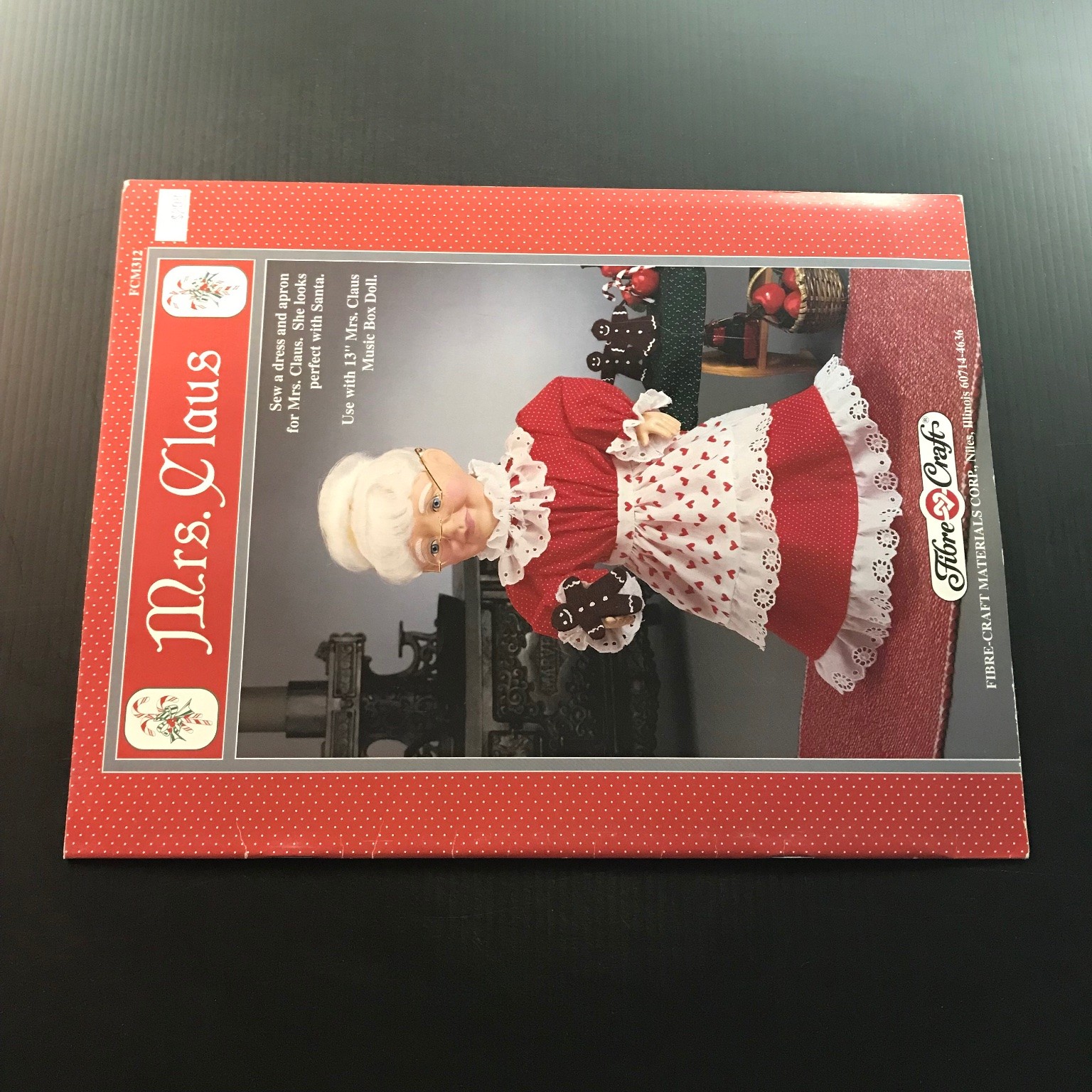 Mrs. Claus Doll Dress Apron Pattern Fibre-Craft 1992 Christmas Holiday FCM312