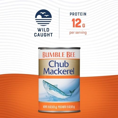 Bumble Bee Chub Mackerel, 15 oz Can (Pack of 12) – Canned Mackerel Fish, High Pr
