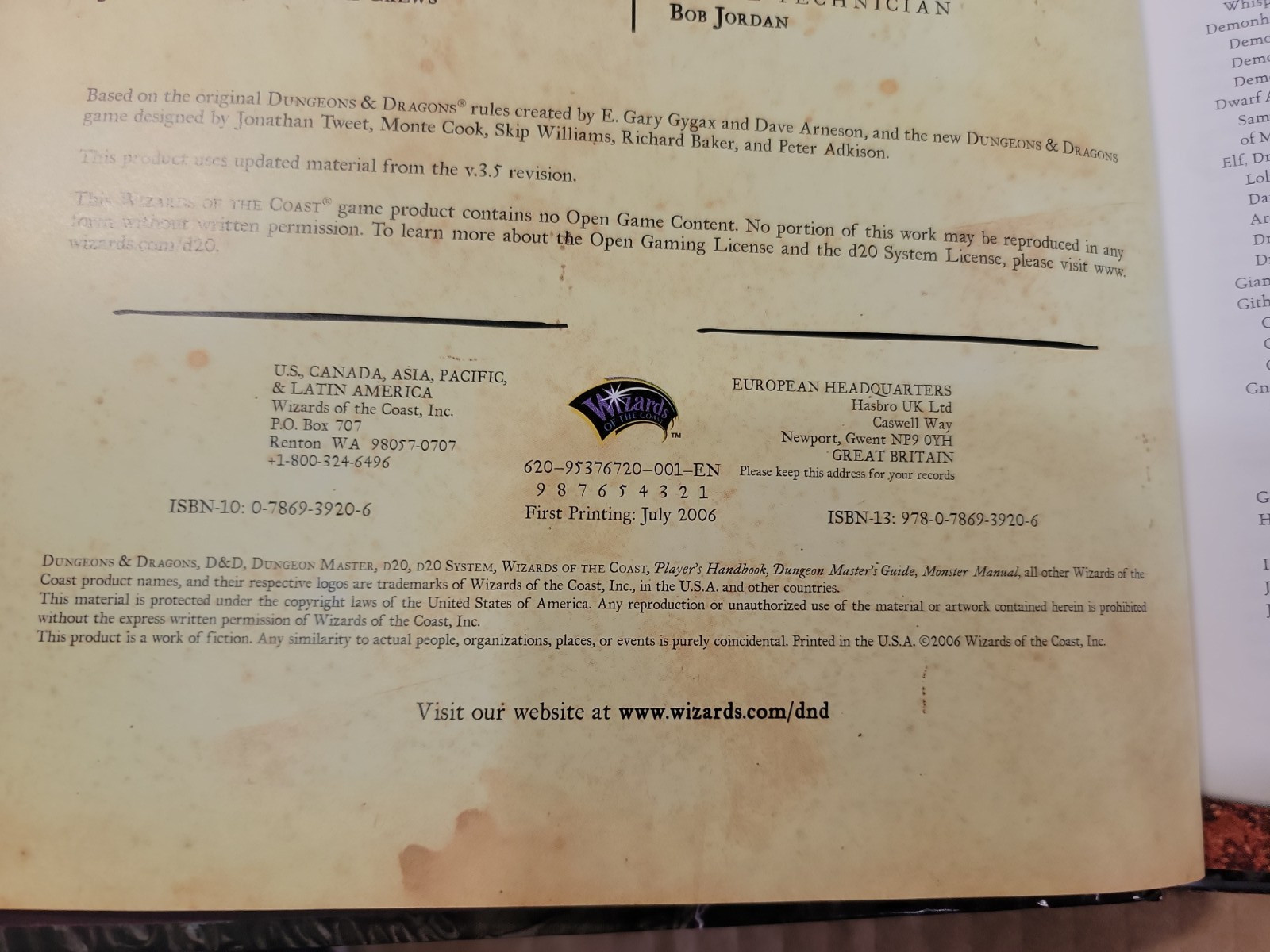 Monster Manual IV (4) – Dungeons & Dragons D&D 3.5 WOTC 2006 First Printing