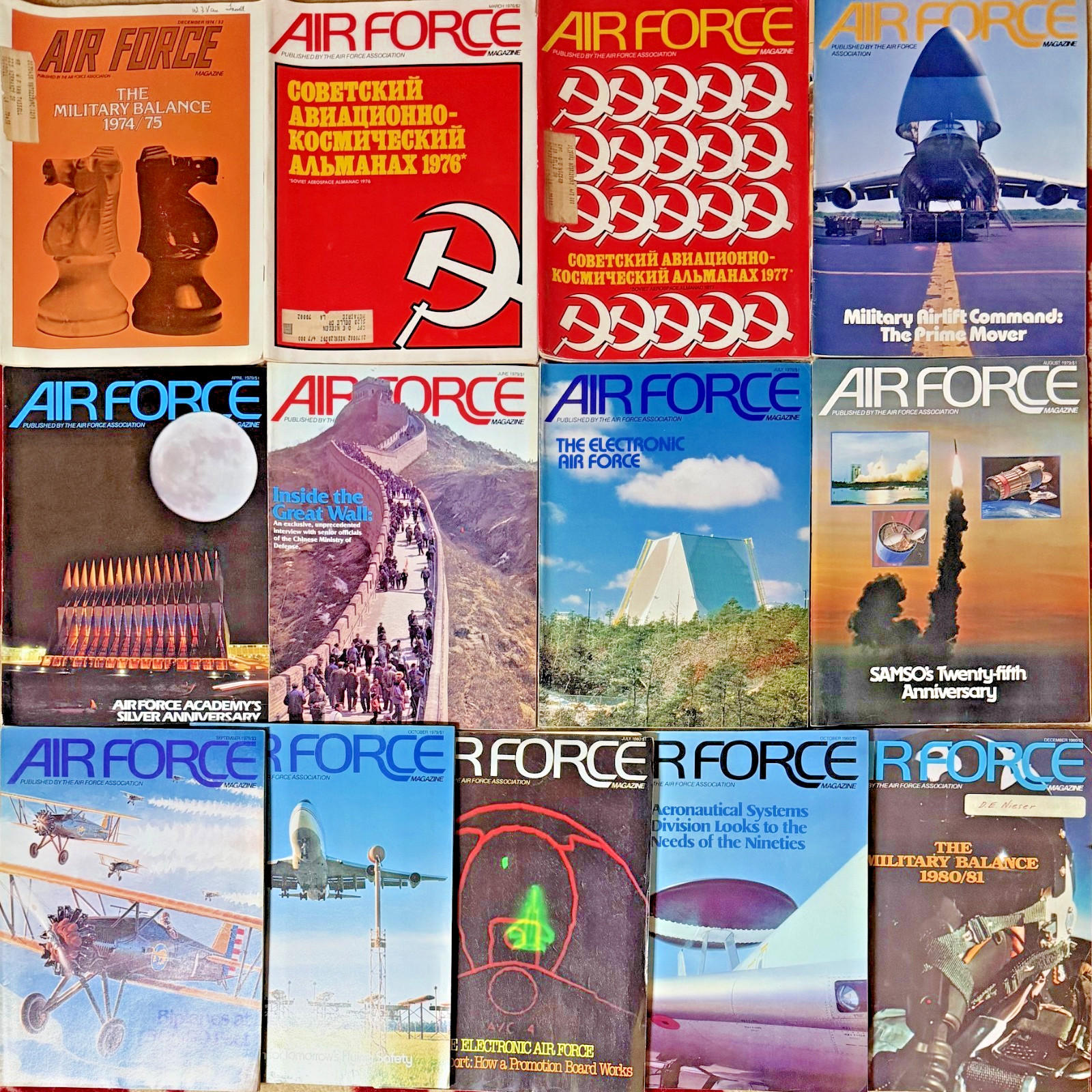AIR FORCE MAGAZINE – LOT OF 13 – (1974-1980) ***FREE SHIPPING***