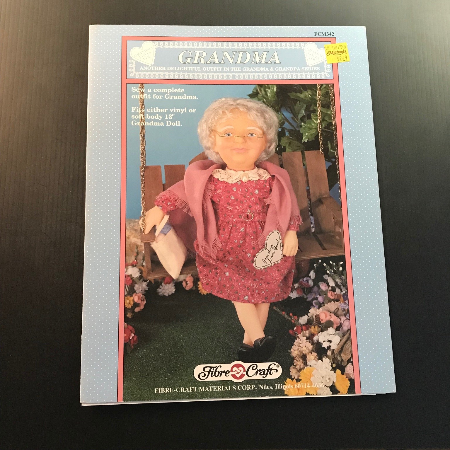 GRANDMA Doll Outfit Pattern FCM342 Fibre-Craft 1993 Vintage Sewing Craft