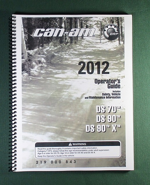 2012 Can-Am DS 70 Owner’s Manual: 144 Pages & Protective Covers