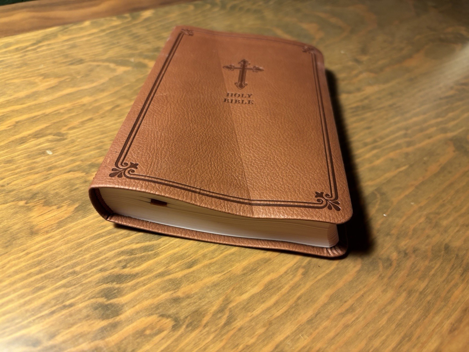 KJV Holy Bible: Value Compact Thinline, Brown Leathersoft, Red Letter, Good