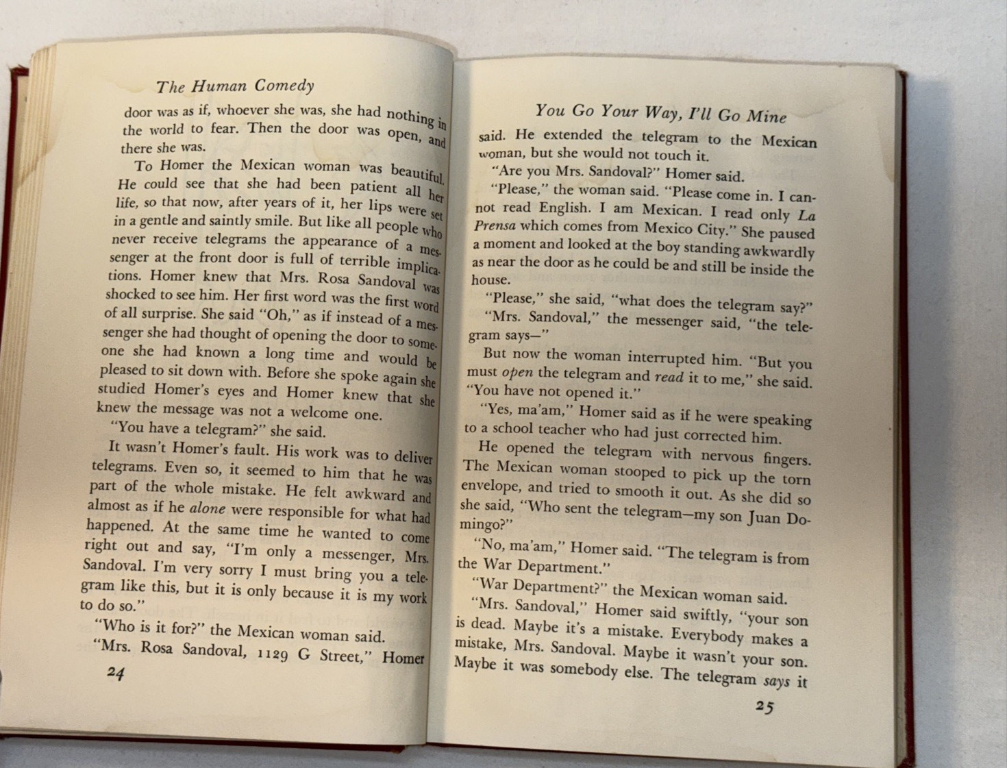 The Human Comedy by William Saroyan Book 1944 Illustrated 299 pages