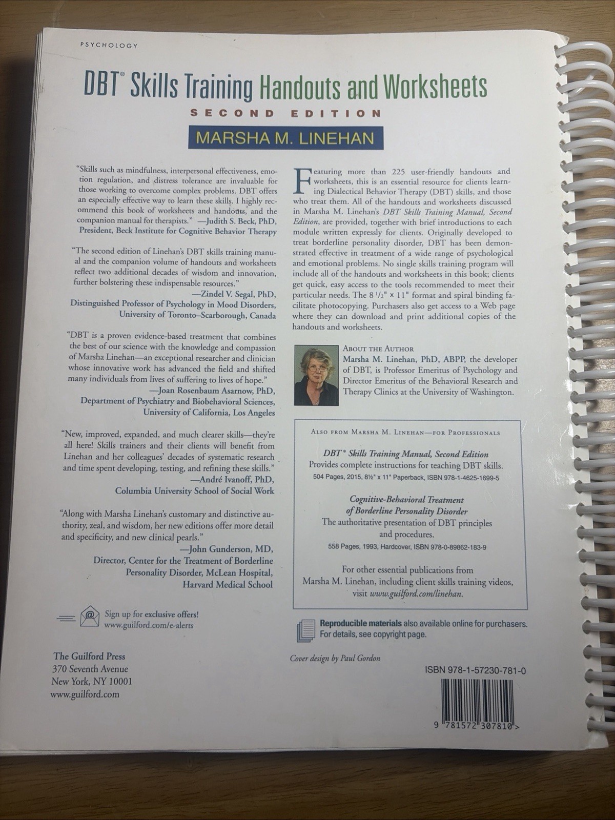 2015 Marsha Linehan DBT Skills Training 2nd Edition Handouts & Worksheets VG+