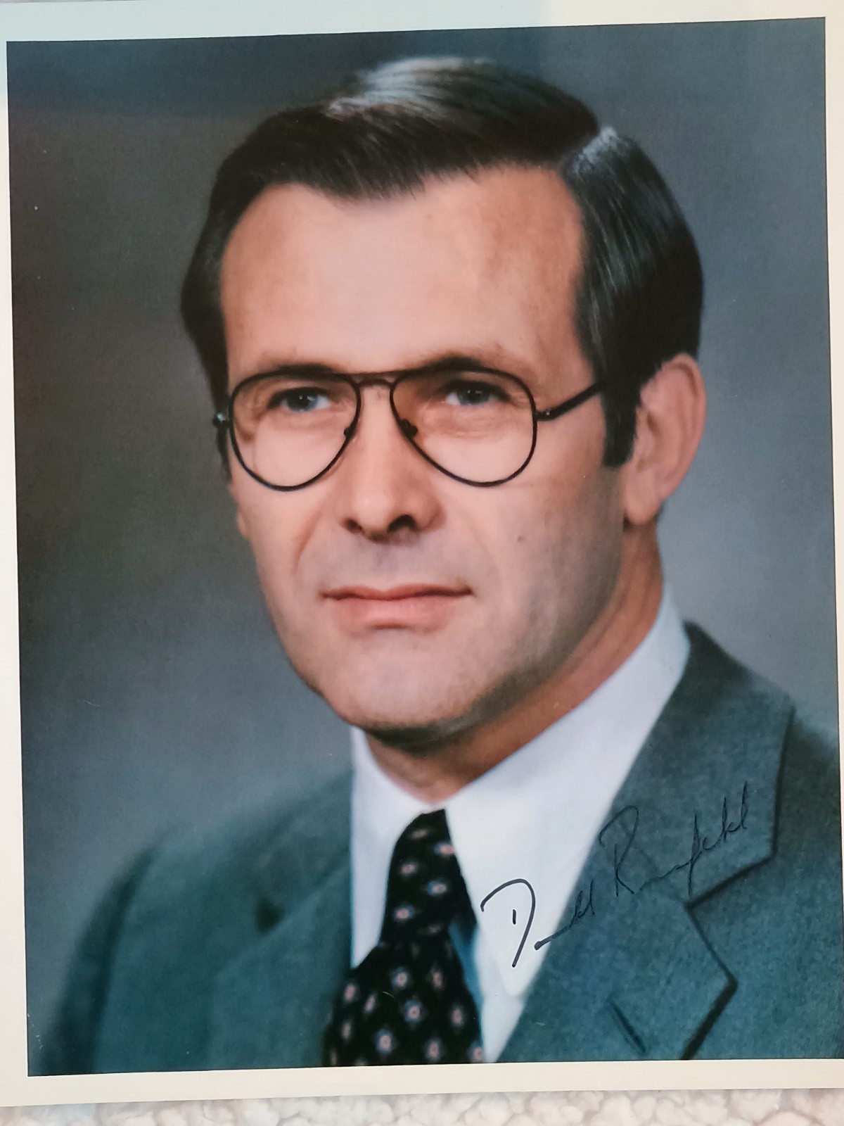 Bundle -SIGNED Known and Unknown by Donald Rumsfeld Plus signed photo from 1976