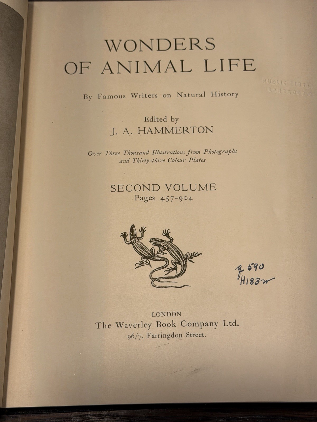 Wonders of Animal Life Volumes 1-4 J A Hammerton HC Waverley Natural History